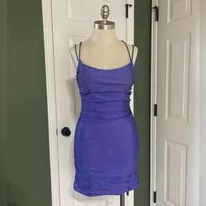 Sherri Hill Size 6 53988 Embellished Mini Dress Blue Lace Up Homecoming Formal
